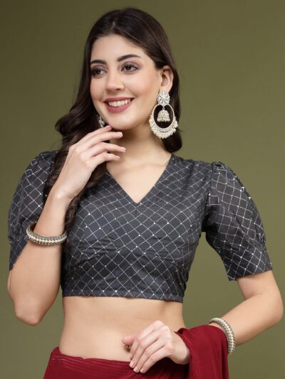 Embellished V-Neck Saree Blouse