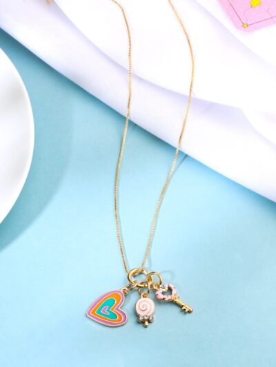 Gold-Plated Stone-Studded Pendant With Chain