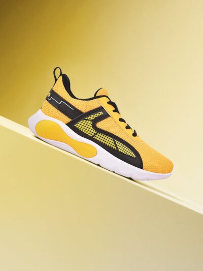 Unisex Kids Mustard Mesh Running Shoes