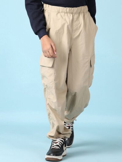 Boys Cotton Regular Fit Slip-On Cargos Trousers